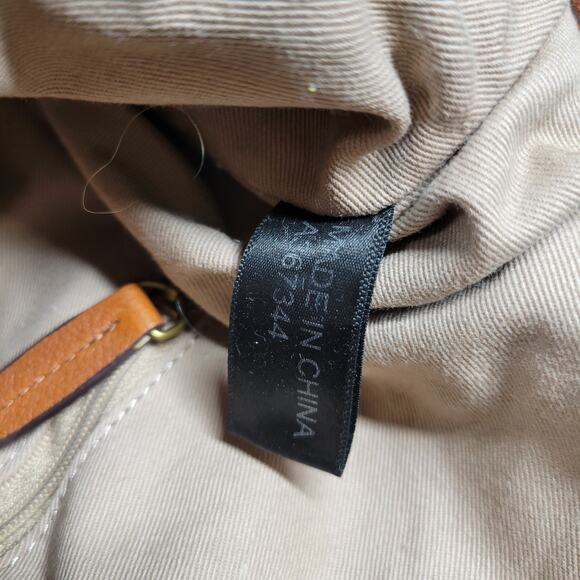 GILI Embroidered Canvas Backpack 13" Red Tan Leather Trim Adj Straps‎ Zipper - Picture 12 of 16